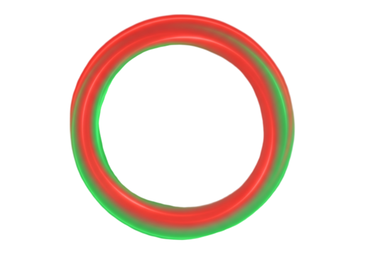 A 3d rendered red and green torus ring, isolated on a transparent background, symbolizing infinity, connection, or a cyclical process