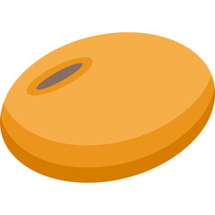 Isolated Orange Bean Shape With Dark Center Against Transparent Background Simplified Graphic Object