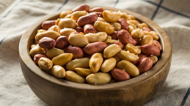 A Delicious Bowl of Roasted Peanuts Sprinkled with Salt Ready to be Enjoyed as a Healthy Snack
