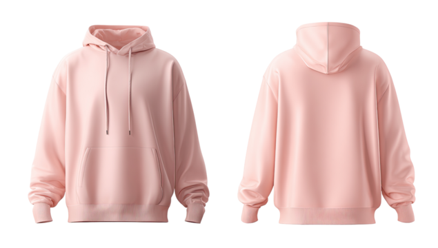 Light pink hoodie, front and back views