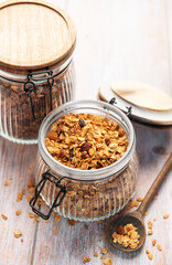 Homemade granola cereal with nuts and dried fruits