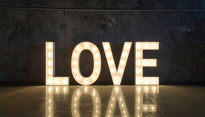 Illuminated LOVE Sign - A Symbol of Affection and Warmth.