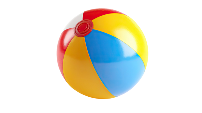 Colorful beach ball with glossy surface playful summer toy and vibrant inflatable sphere detail isolated on white background - Powered by Adobe