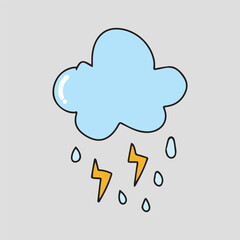 Kawaii weather doodles concept element stock design. Weather Doodles. Hand-drawn kids scribbles. Children drawing style.