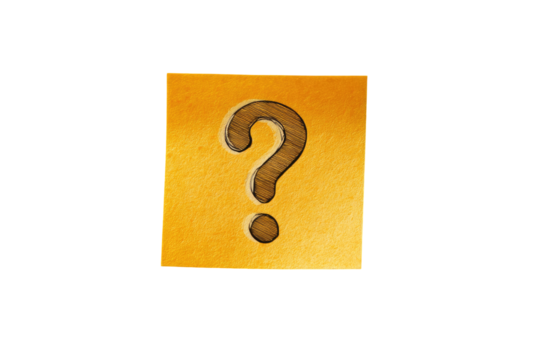 Gold-toned square, question mark