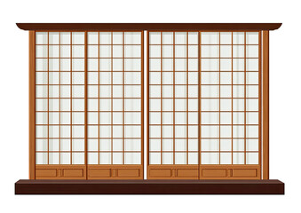 A simplified, flat illustration of traditional Japanese shoji sliding doors