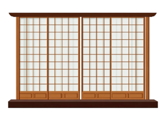 A simplified, flat illustration of traditional Japanese shoji sliding doors