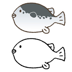 手描きのトラフグ