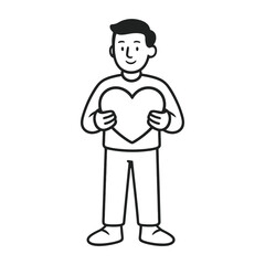 Obraz premium Cartoon person holding heart vector