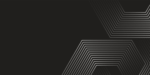 Dynamic turquoise neon hexagonal lines form a striking geometric pattern on a black background © SILVER