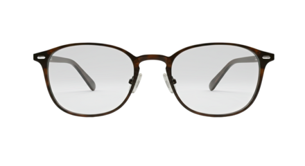 Classic round eyeglasses with brown tortoiseshell frame isolated on white background, perfect for optical stores or vision care promotions