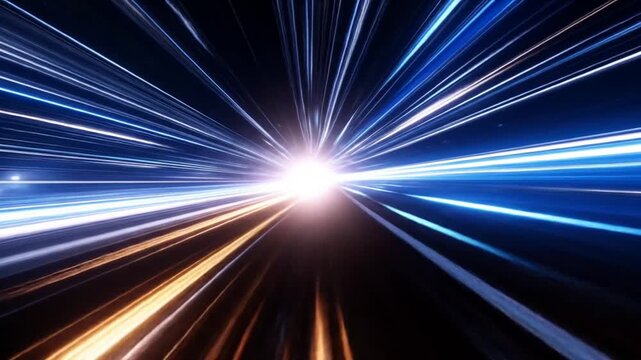 Futuristic Speed Tunnel, Light Trails, Abstract Motion