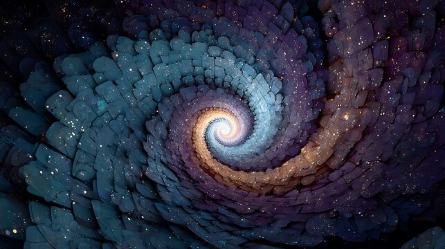 Colorful fractal spiral galaxy isolated on white background - Powered by Adobe