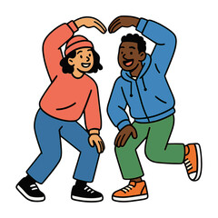 Diverse friends dancing joyfully vector