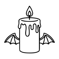 Bat wing candle illustration for halloween decor