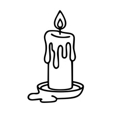Melting candle illustration with round candle holder