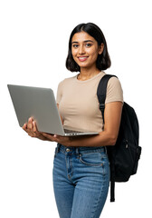 Young Indian College Student with Backpack – Transparent Background PNG