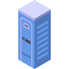 Isometric Portable Toilet Unit Blue And Lilac On Transparent Background Vector Graphic