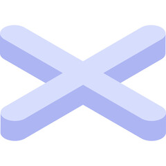 Obraz premium Isometric Light Purple X Mark Symbol Isolated On White Background Simple Graphic Element