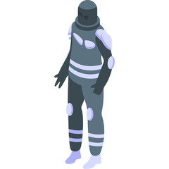 Isometric Pixel Art Medieval Knight in Gray Armor with White Accents Standing Against a White...