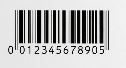 Standard Barcode with Numeric Code: barcode scanner, barcode technology, UPC code, barcode system, product identification.	