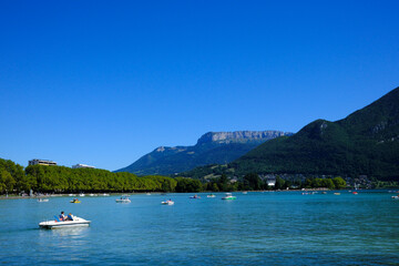 Lake Annecy is one of the largest and purest lakes in France. A popular destination for nature lovers and outdoor activities. Annecy. France.