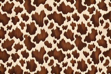 Obraz premium Seamless cow pattern with brown spots on a white background, animal print