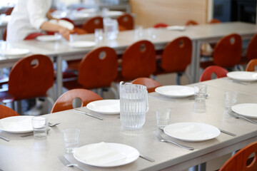 School canteen in a primary school. Lunch. France.