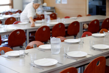 School canteen in a primary school. Lunch. France.