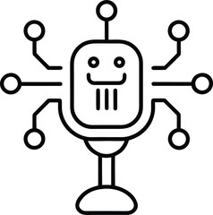 AI Voice Interface Display Line Art – Transparent Background
