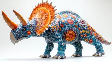 Obraz premium Colorful handcrafted triceratops dinosaur figurine.