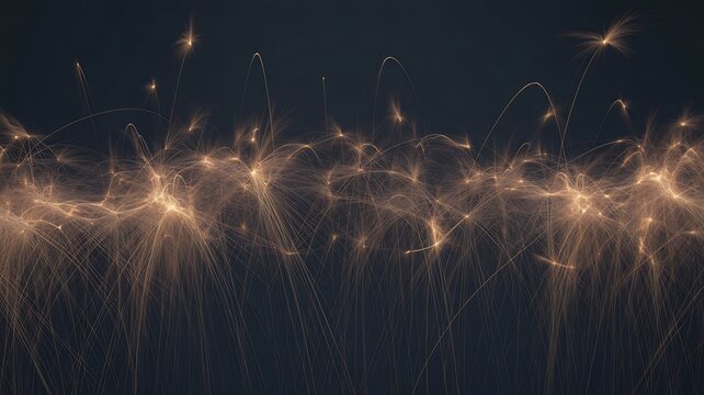 Sparklers light up the dark night sky with glowing trails of light
