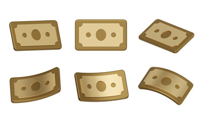 cartoon style gold money bills currency 3D graphic