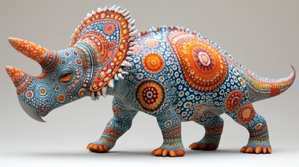 Fototapeta premium Colorful ornate Triceratops dinosaur model.