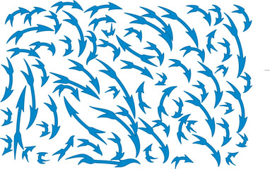 Fototapeta premium Collection of blue arrows on white background