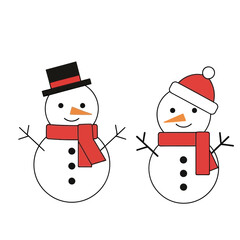 Cute snowmen illustration with Christmas accessories on white background
