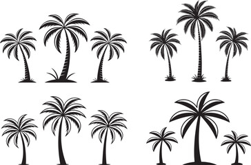 Stylized Palm Tree Silhouettes vector Collection