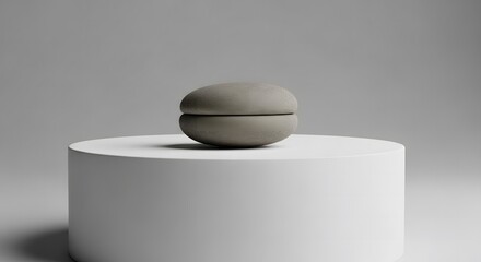 Minimalist Stone Sculpture on White Pedestal Modern Art and Decorative Design Concept