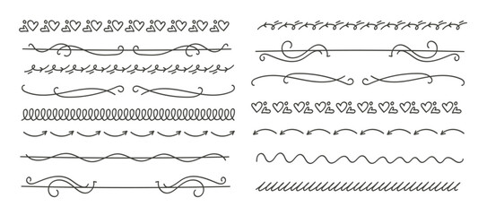 Fototapeta premium Simple Set of Hand-Drawn Doodle Divider Line Art Elements Collection