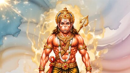 hanuman divine power watercolor spiritual art background - Powered by Adobe