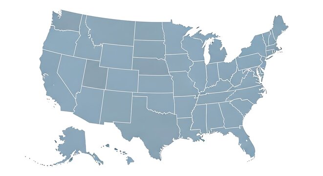 USA map showing all states on white background