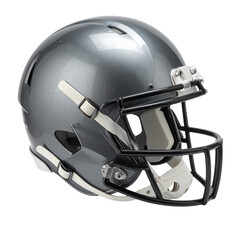 Fototapeta premium Red and blue American football helmet with a face mask for protection, a vital piece of sport equipment, isolated on a white background