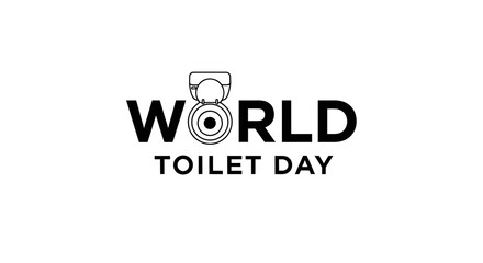 World toilet day text with toilet icon representing global sanitation and hygiene awareness