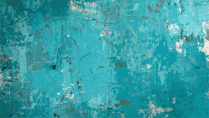 Abstract grunge backgrounds turquoise blue, with rough textures. Distressed surfaces, scratches, and weathered paint effects, resembling aged wall art with artistic noise and urban decay.