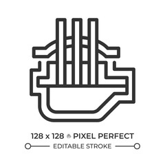 Electric arc furnace line icon. Heavy industry, metallurgy. Modern technology, manufacturing. Metal casting. Isolated vector illustration. Outline symbol. Simple linear drawing. Editable stroke