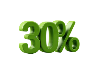 3D rendered green "30%" figure against a black background