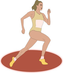 Female Sprinter Running Vector Illustration