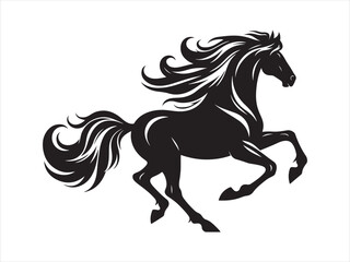 Obraz premium Silhouette of Horse rearing up, horse silhouette vector illustration. Horse jumping vector silhouette design. 