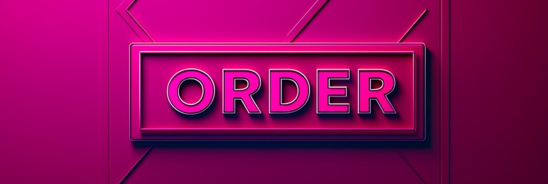 A bold, neon pink sign displaying the word "ORDER," emphasizing modern design and digital culture.