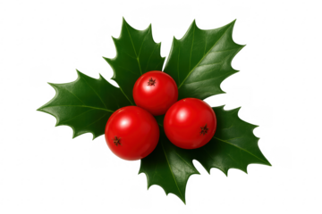 Holly leaves and red berries for christmas decoration